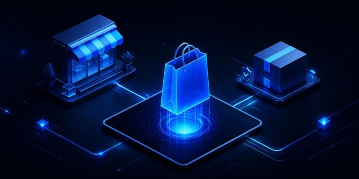 Retail and e-commerce technology illustration