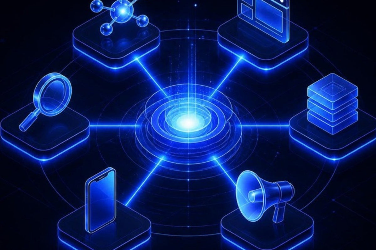 Six services connected illustration